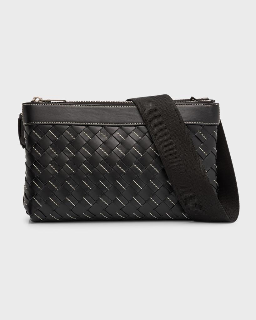 Bottega Veneta Men's Duo Intrecciato Leather Crossbody Bag - Bum Bottega Veneta Men's Duo Intrecciato Leather Crossbody Bag - Bum