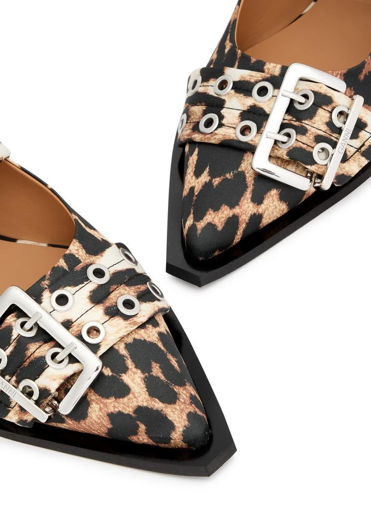 Ganni Buckle Ballerina leopard-print nylon slingback flats 3