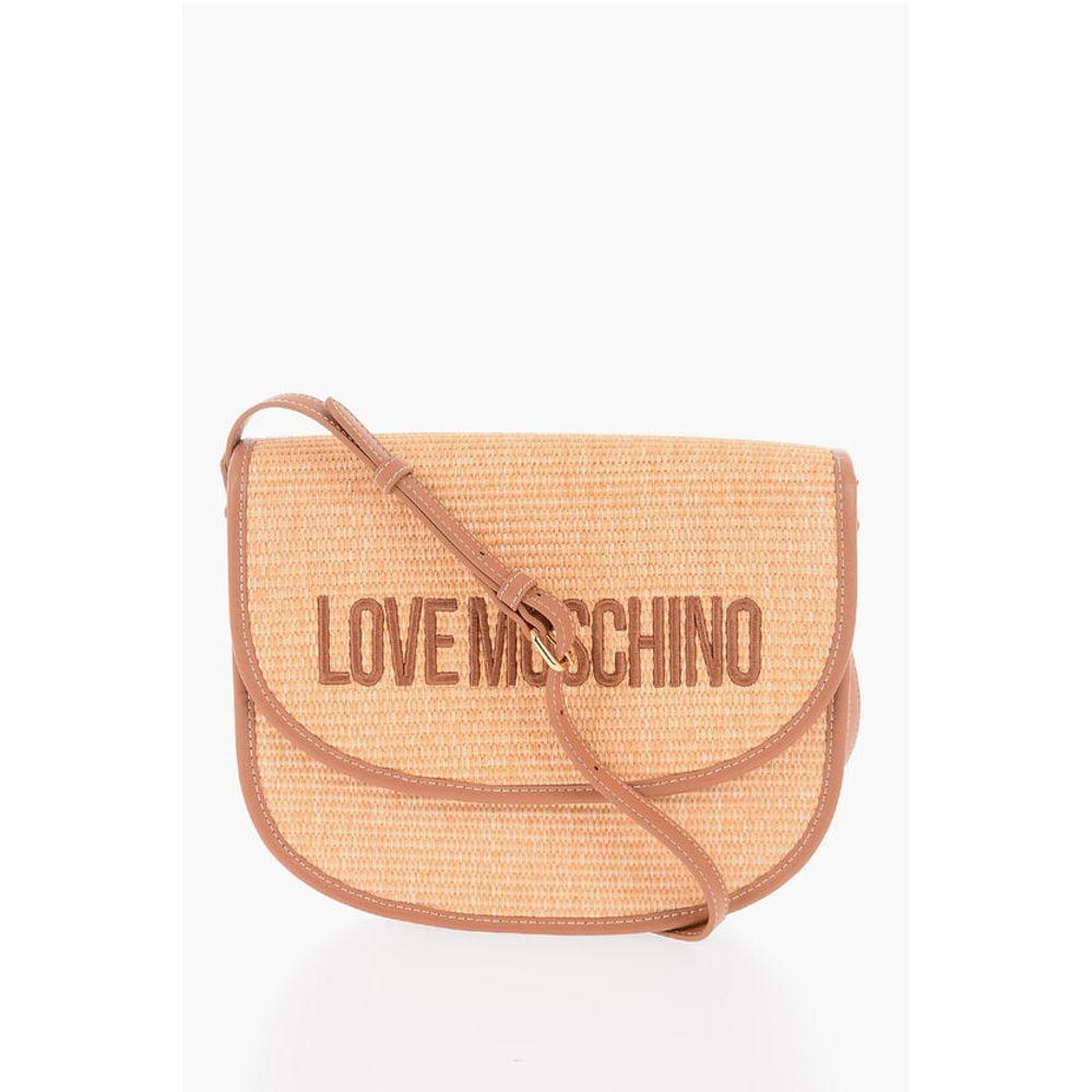 Moschino LOVE Rafia Crossbody Bag With Faux Leather Women's Trimmings