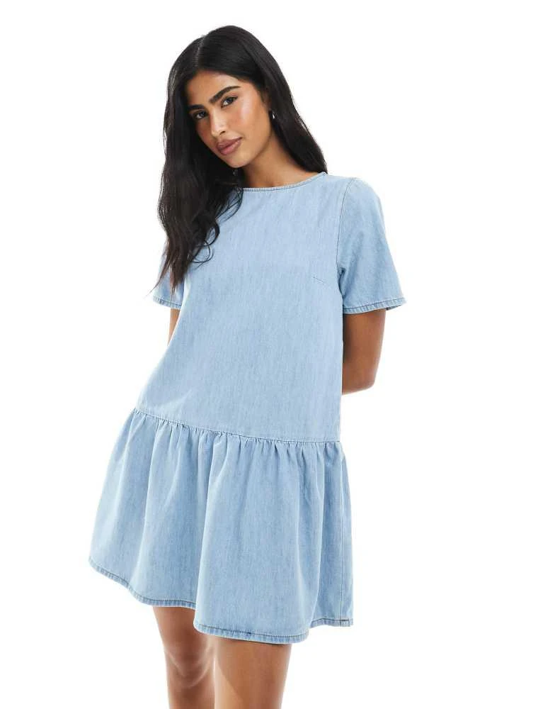 Shop ASOS DESIGN denim dropwaist t-shirt mini dress in bleah on Sale at  BeyondStyle  Get 10% Off ASOS DESIGN denim dropwaist t-shirt mini dress in  bleah with Limited-Time Flash Deals, Exclusive