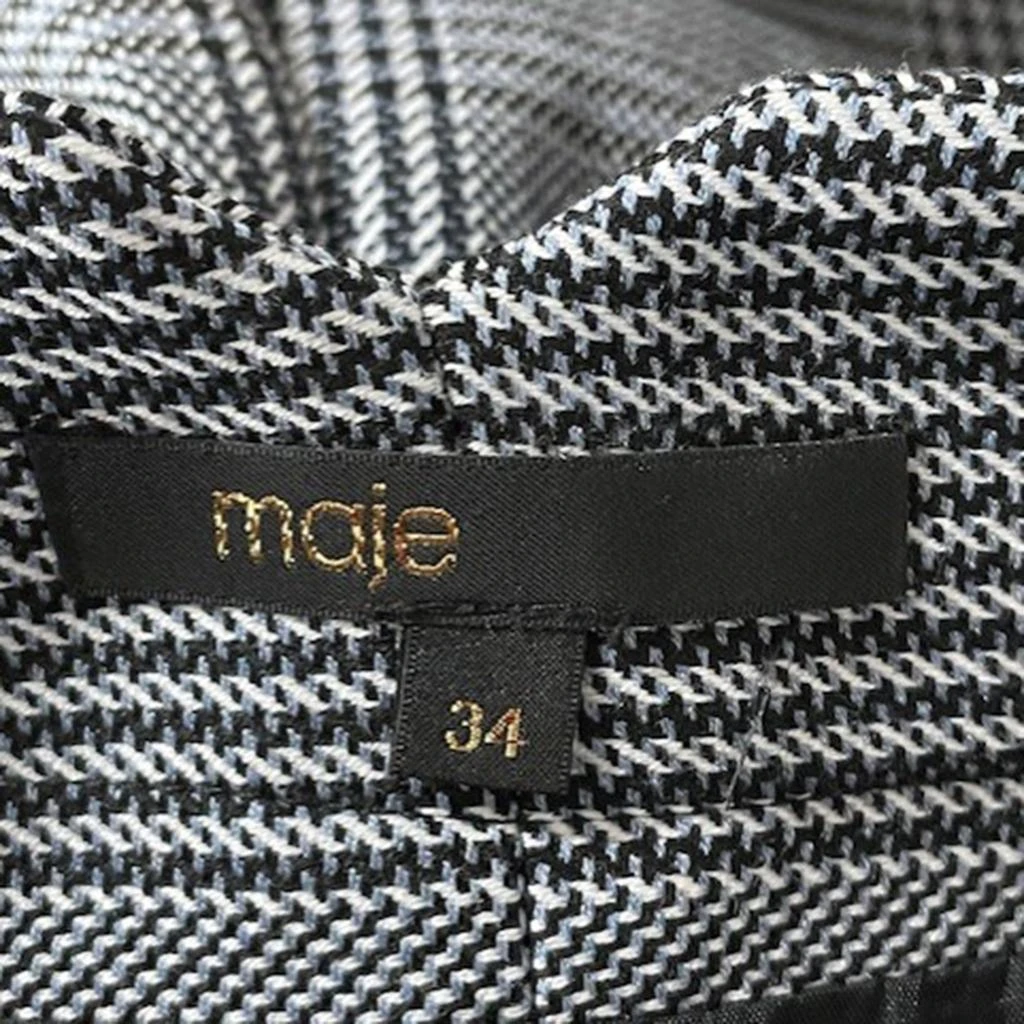 Maje Houndstooth Mini Buttoned A-Line Skirt in Grey Wool Tweed 3