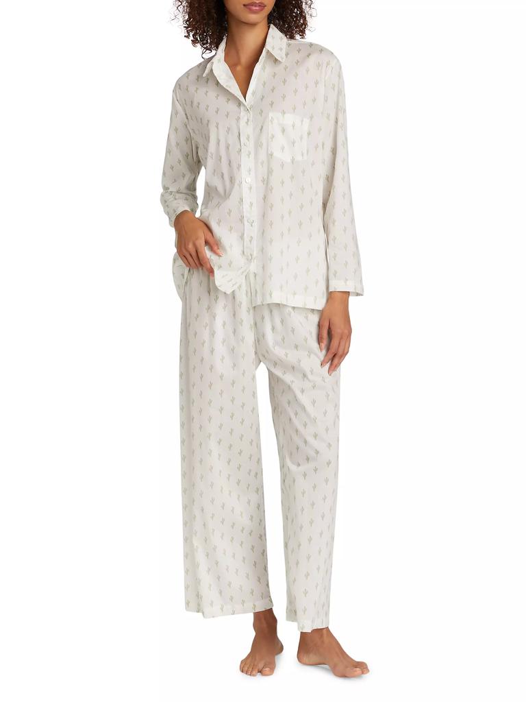 Pour Les Femmes Cactus Cotton Long-Sleeve Pajamas