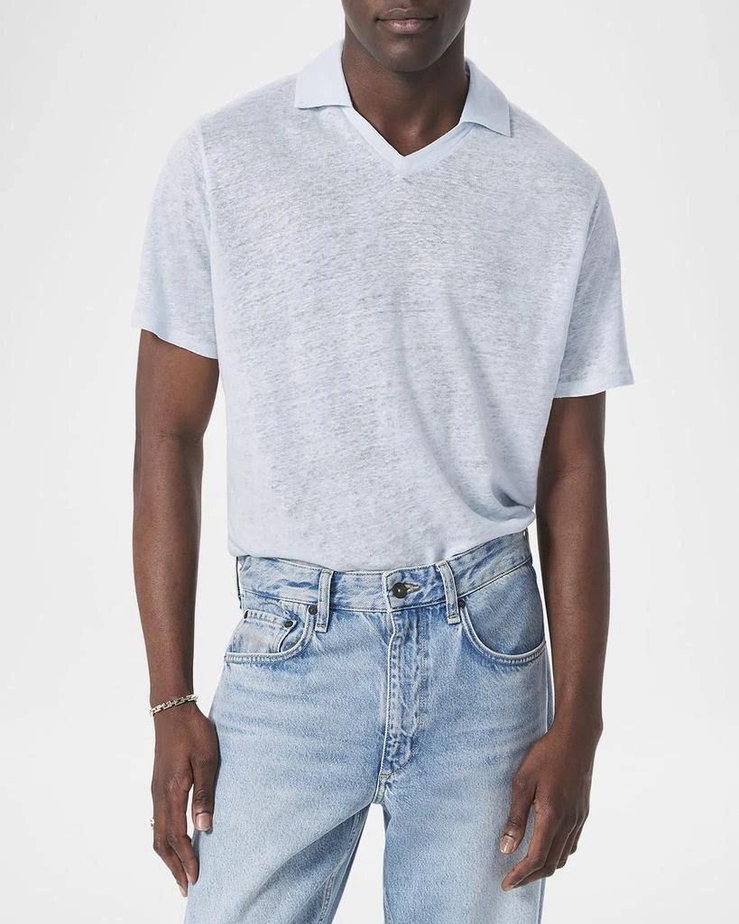 Rag & Bone Men's Linen Johnny Collar Polo Shirt 2