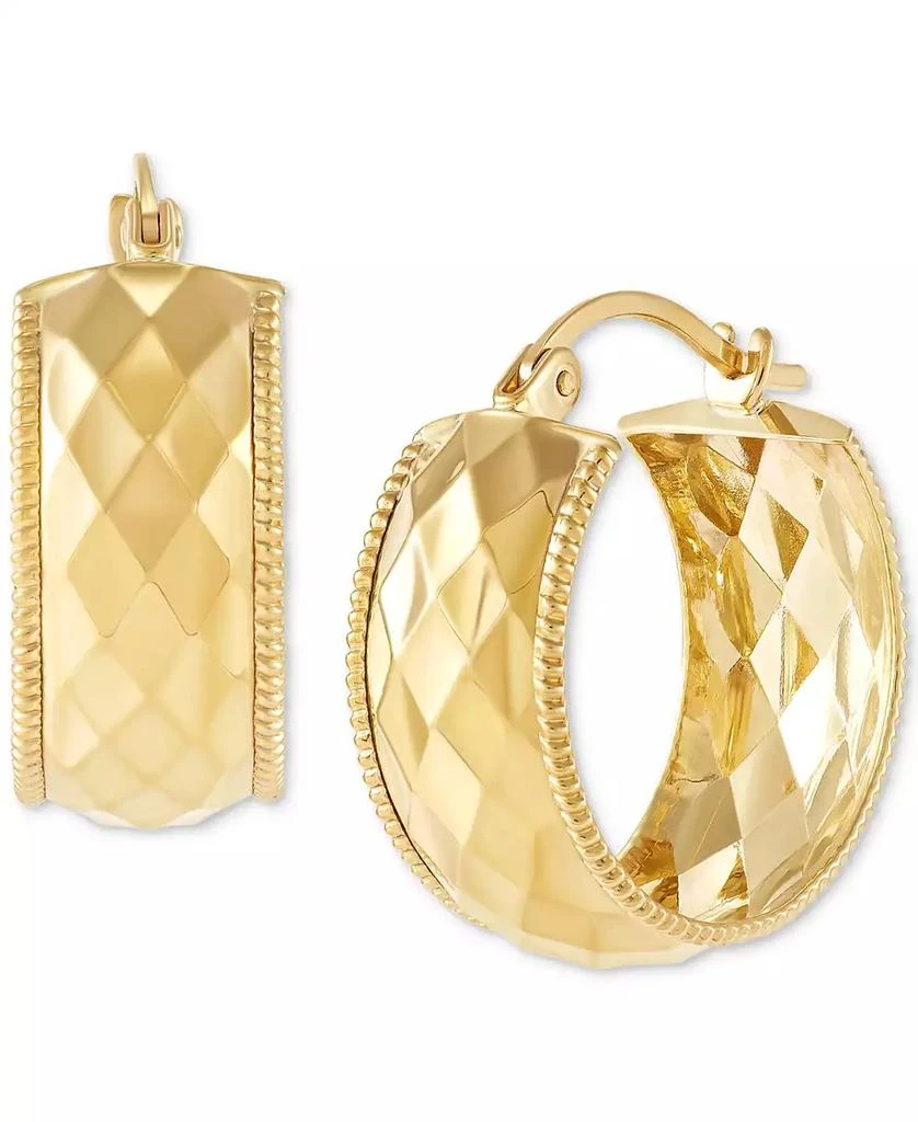 Macy's Wide Width Patterned Small Hoop Earrings in 10k Gold, 1" 3