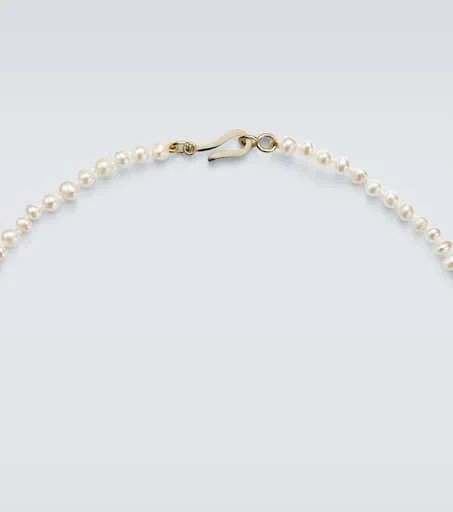 Ileana Makri 9kt gold (375/1000) beaded necklace with freshwater pearls and hessonite 5