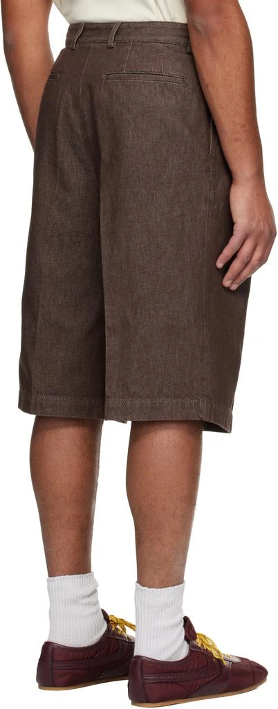 Dries Van Noten Brown Pleated Denim Shorts 3