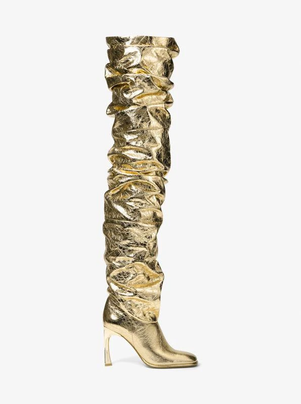 Michael Kors Kelsea Crackled Metallic Leather Slouchy Boot 2