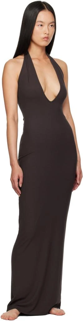 SKIMS Purple Soft Lounge Deep Plunge Halter Maxi Dress 4