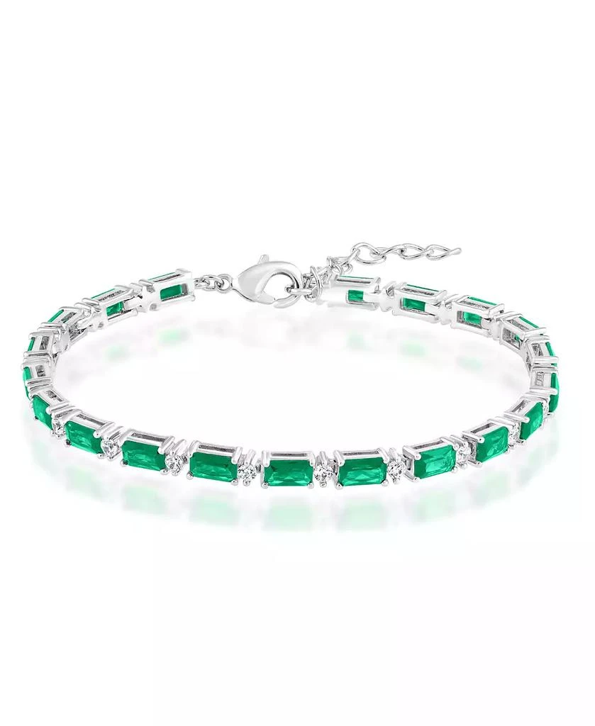 Simona Emerald-Cut and Round CZ Tennis Bracelet