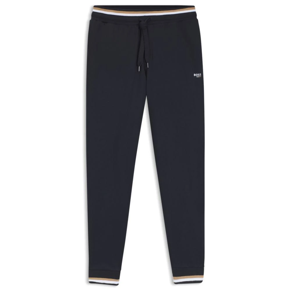 Hugo Boss Cotton-terry tracksuit bottoms with signature stripes and logo