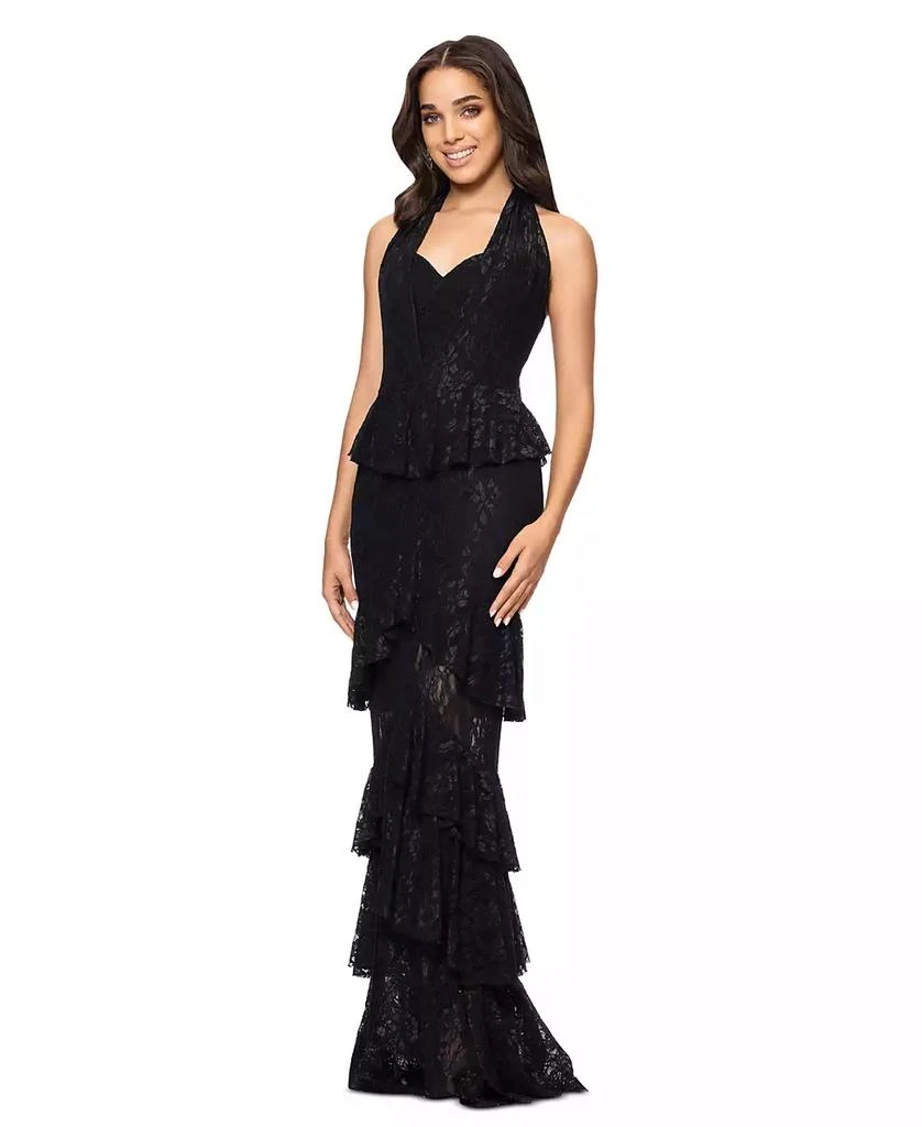 Betsy & Adam Women's Ruffle Tiered Lace Gown 2