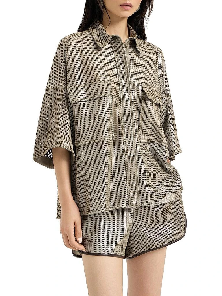 Brunello Cucinelli Sparkling Leather Net Shirt 2