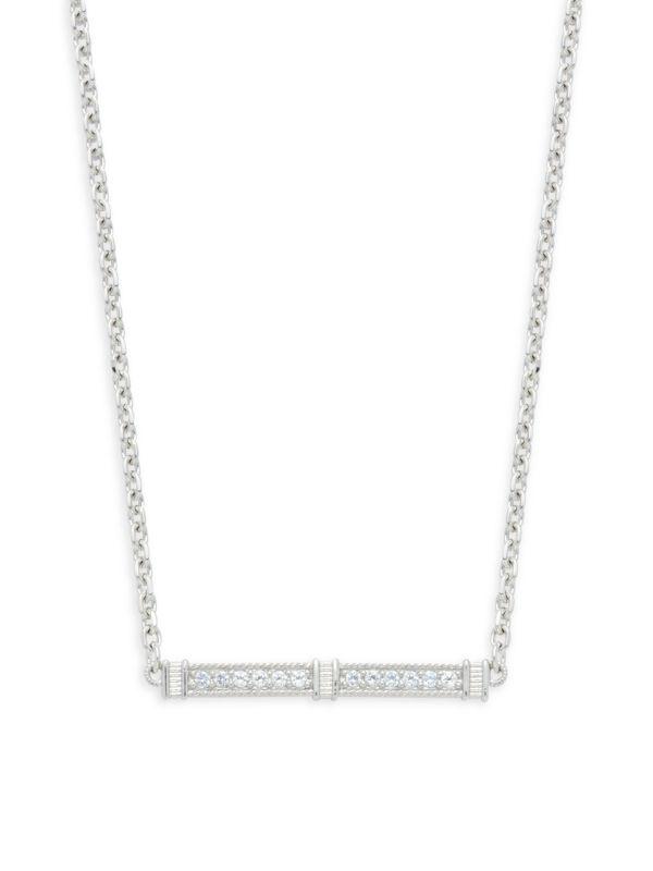 Judith Ripka Sterling Silver & White Topaz Bar Pendant Necklace