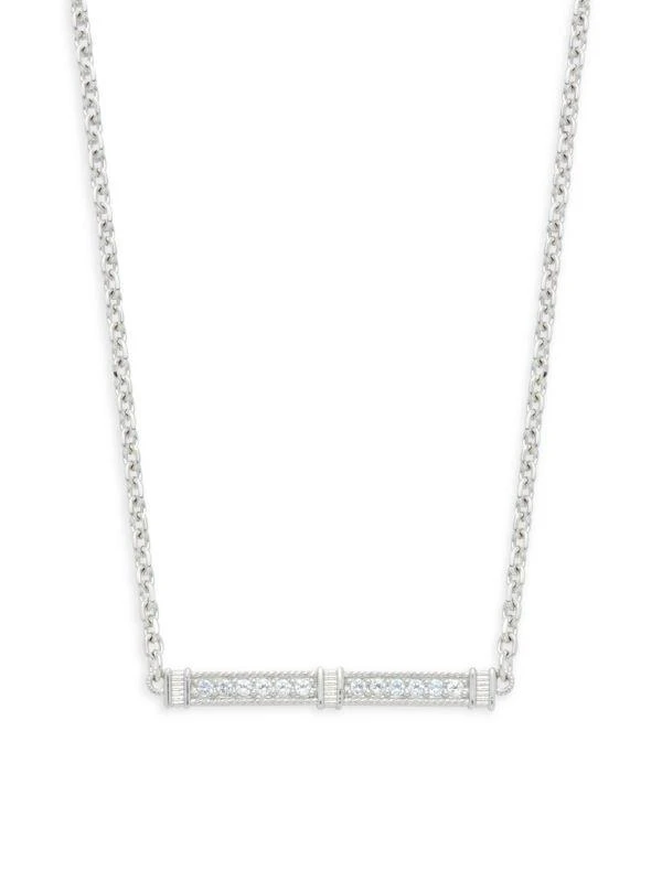 Judith Ripka Sterling Silver & White Topaz Bar Pendant Necklace 1