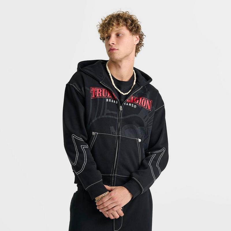 Shop Men's True Religion Buddha Big T Full-Zip Hoodie on Sale at