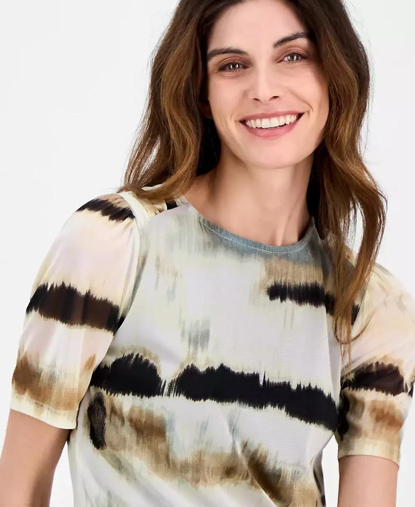 Anne Klein Women's Watercolor-Print Elbow-Sleeve Top 3