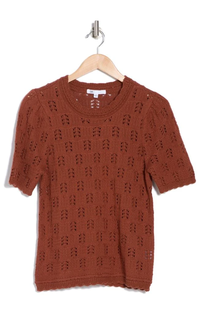 DR2 by Daniel Rainn Scalloped Short Sleeve Pointelle Knit Sweater 3