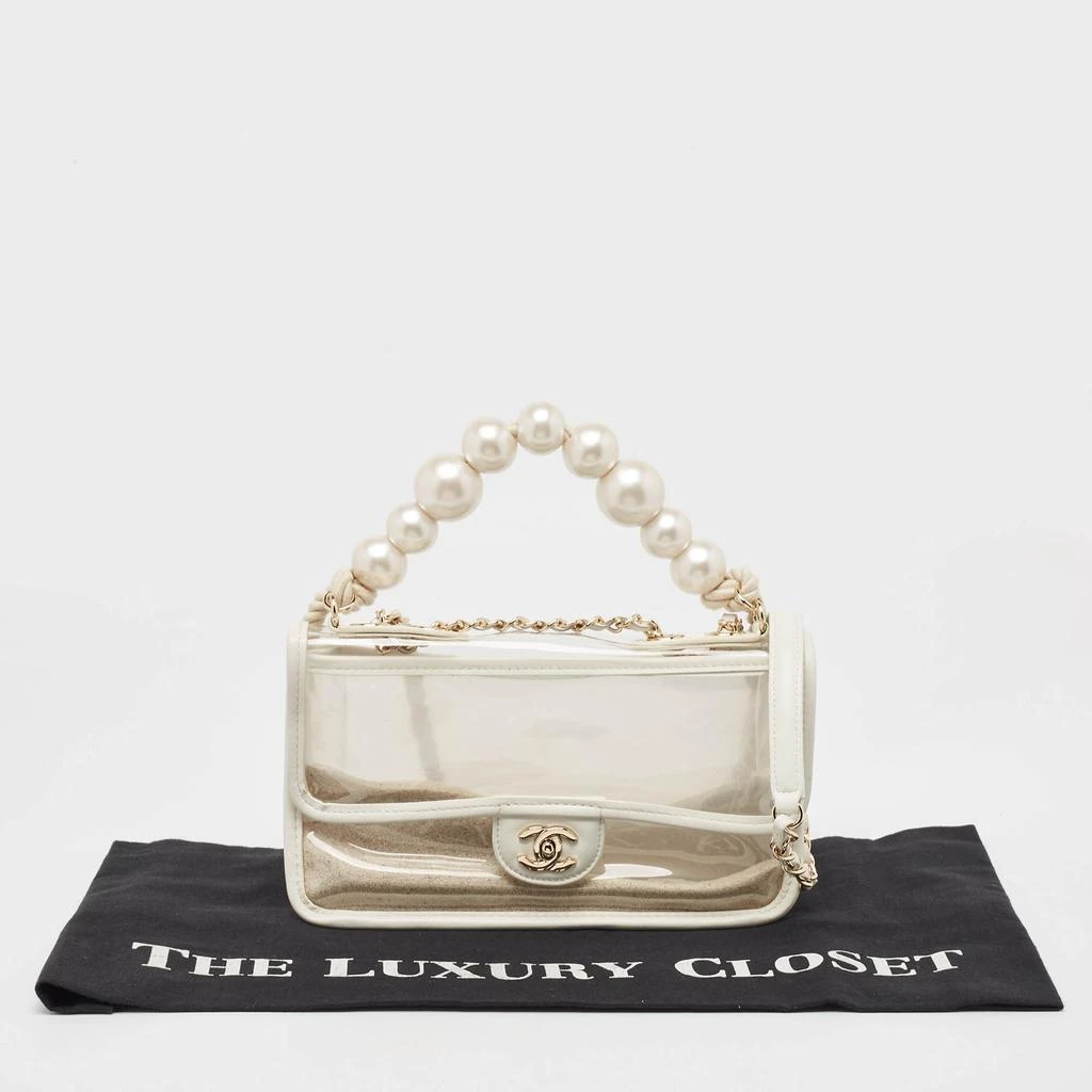 Chanel Chanel White PVC and Leather Sand By The Sea Flap With Pearl Strap Bag  13