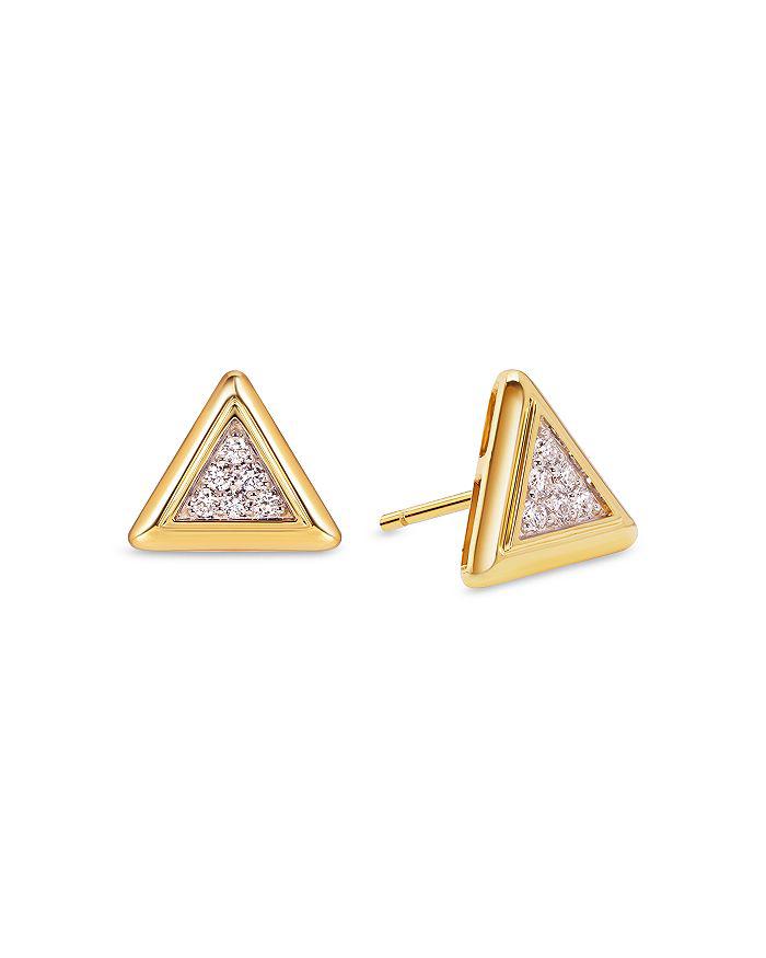 MARINA 18K Yellow Gold Triangolini Diamond Pavé Triangle Stud Earrings