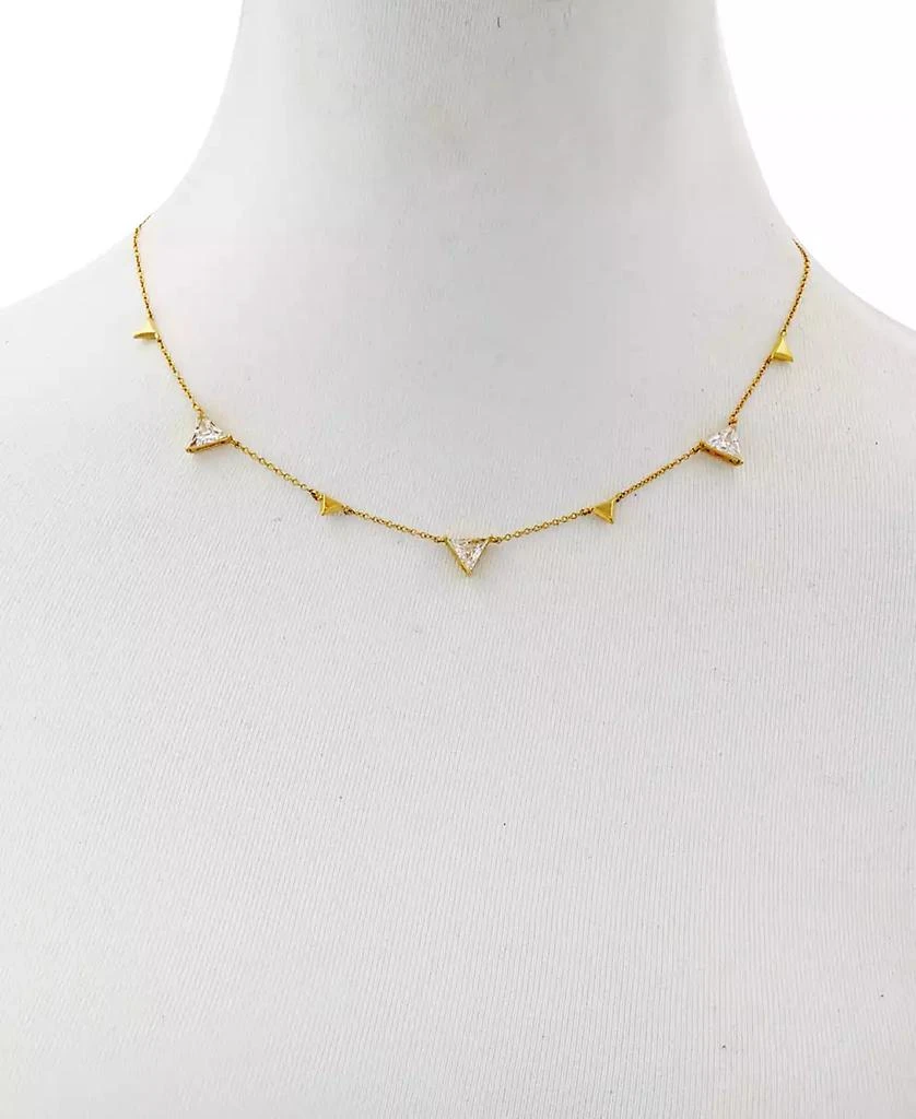 GUESS 14k Gold-Plated & Cubic Zirconia Triangle Station Necklace, 16" + 2" extender 3