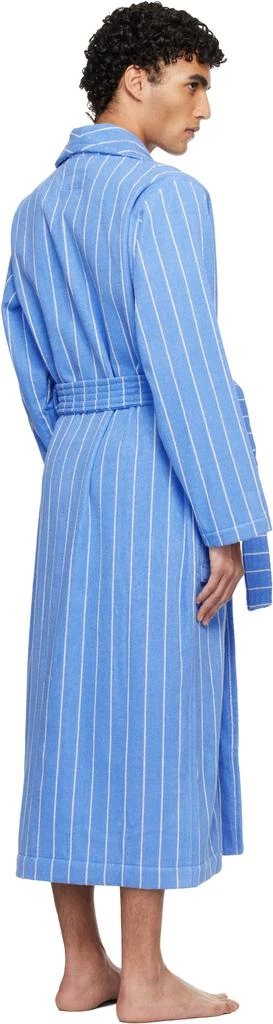 Tekla Blue 
White Terry Classic Bathrobe 3