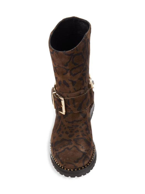 Sophia Webster Blake Snakeskin Print Suede Biker Boots 5