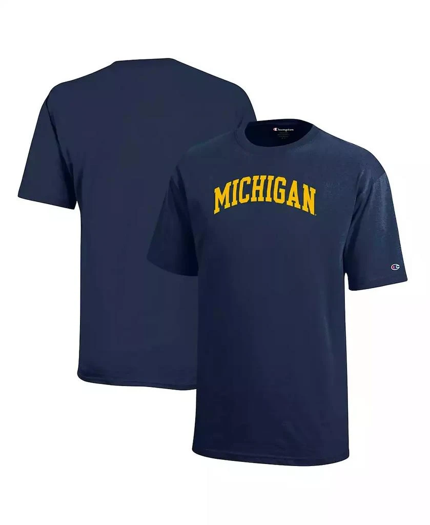 CHAMPION Big Boys and Girls Navy Michigan Wolverines Team Arch T-Shirt 1