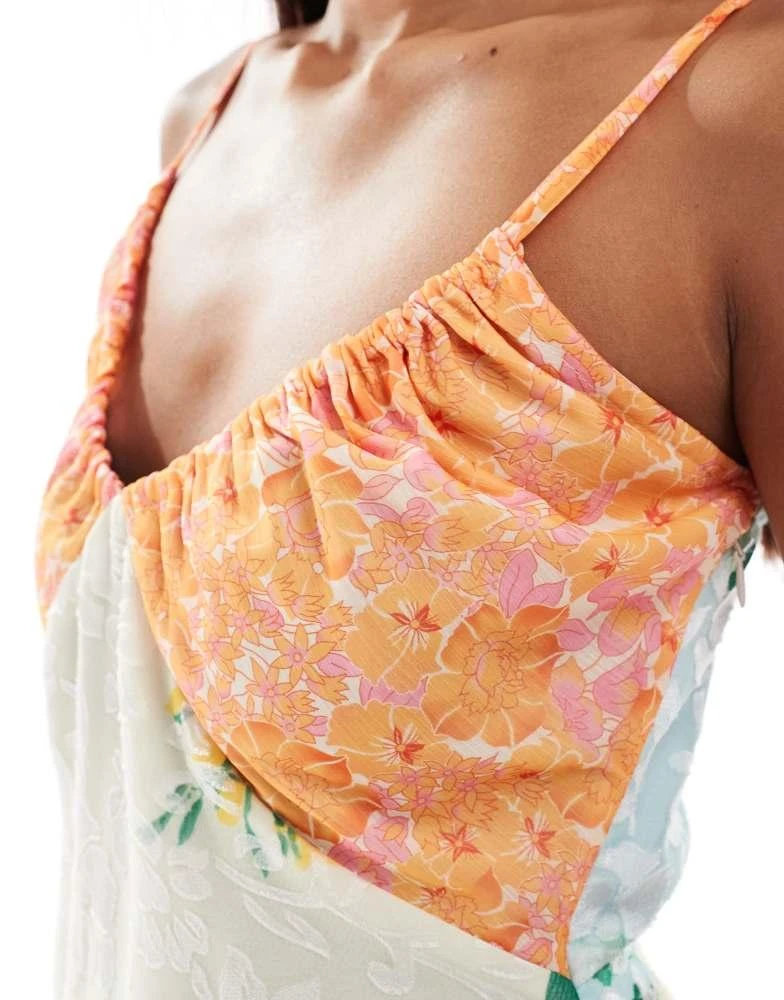 ASOS ASOS DESIGN jacquard spliced mixed print  cami maxi dress 3