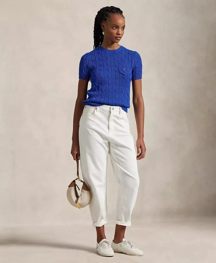Ralph Lauren Women's Cable-Knit Cotton Short-Sleeve Sweater 4