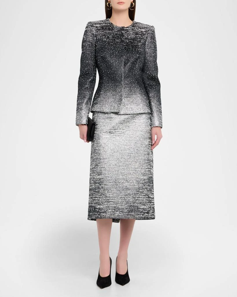 Oscar de La Renta Ombr Boucl Jacquard Jacket - Black/Ivory - 10