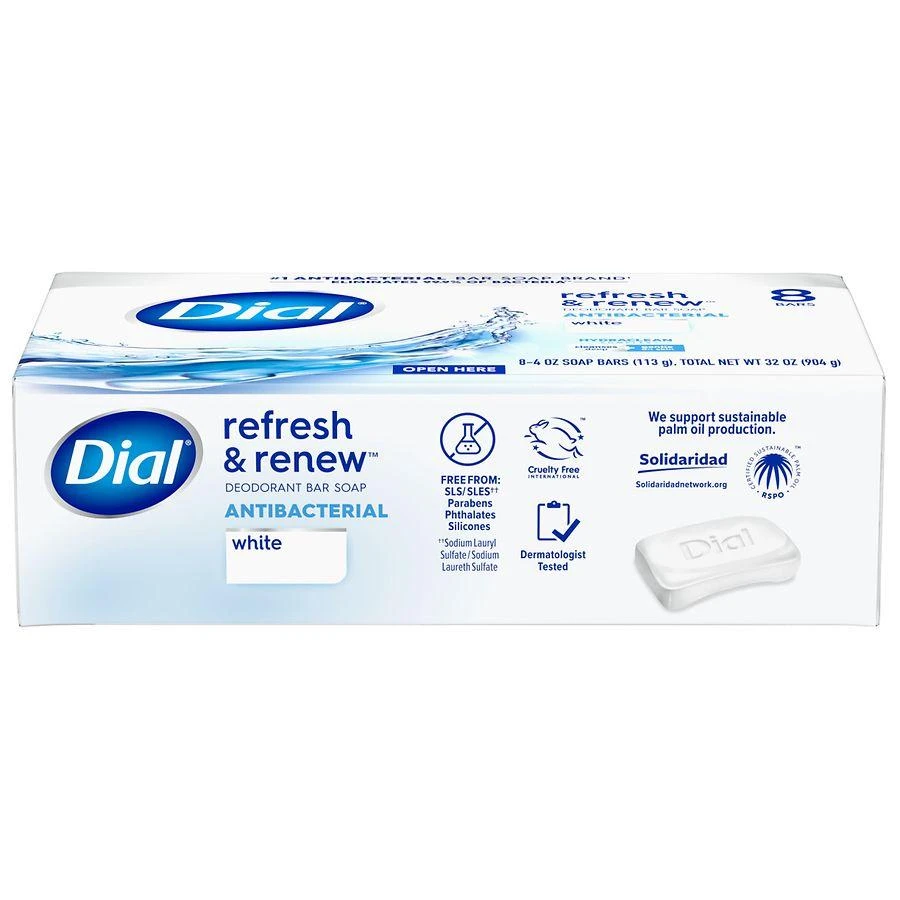 Dial Antibacterial Deodorant Bar Soap White 3