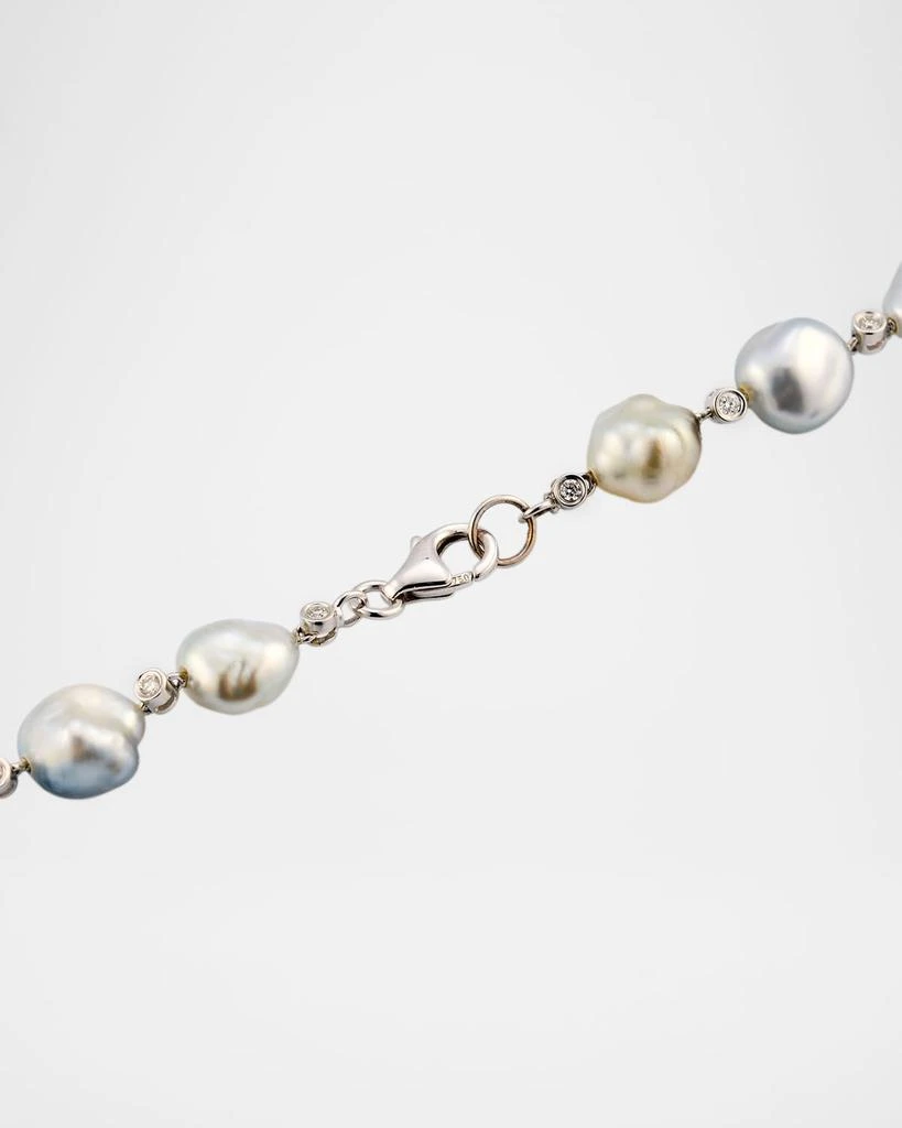 BELPEARL 18K White Gold Tahitian Pearl Lariat Necklace with Diamonds, 18"L 4