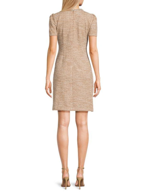 Karl Lagerfeld Paris Embellished Neckline Tweed Dress 2