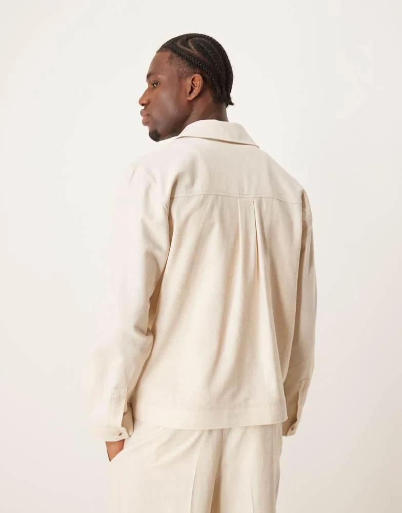 ASOS ASOS DESIGN cotton smart co-ord shacket in stone 3