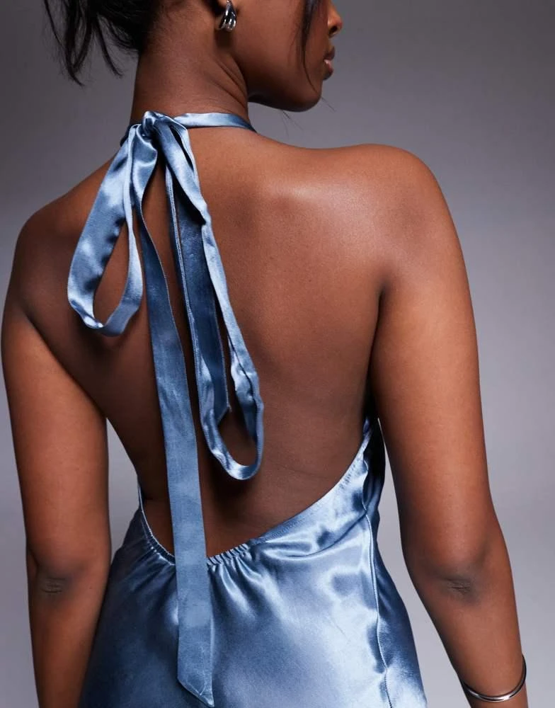 Shop River island halterneck slip maxi dress in blue on Sale at BeyondStyle   Get 40% Off River island halterneck slip maxi dress in blue with  Limited-Time Flash Deals, Exclusive Discounts, and