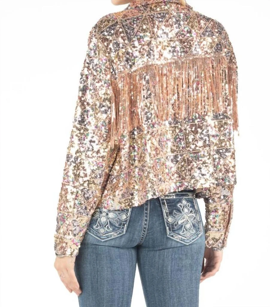 Miss Me In The Spotlight Sequin Jacket In Rose Gold 2
