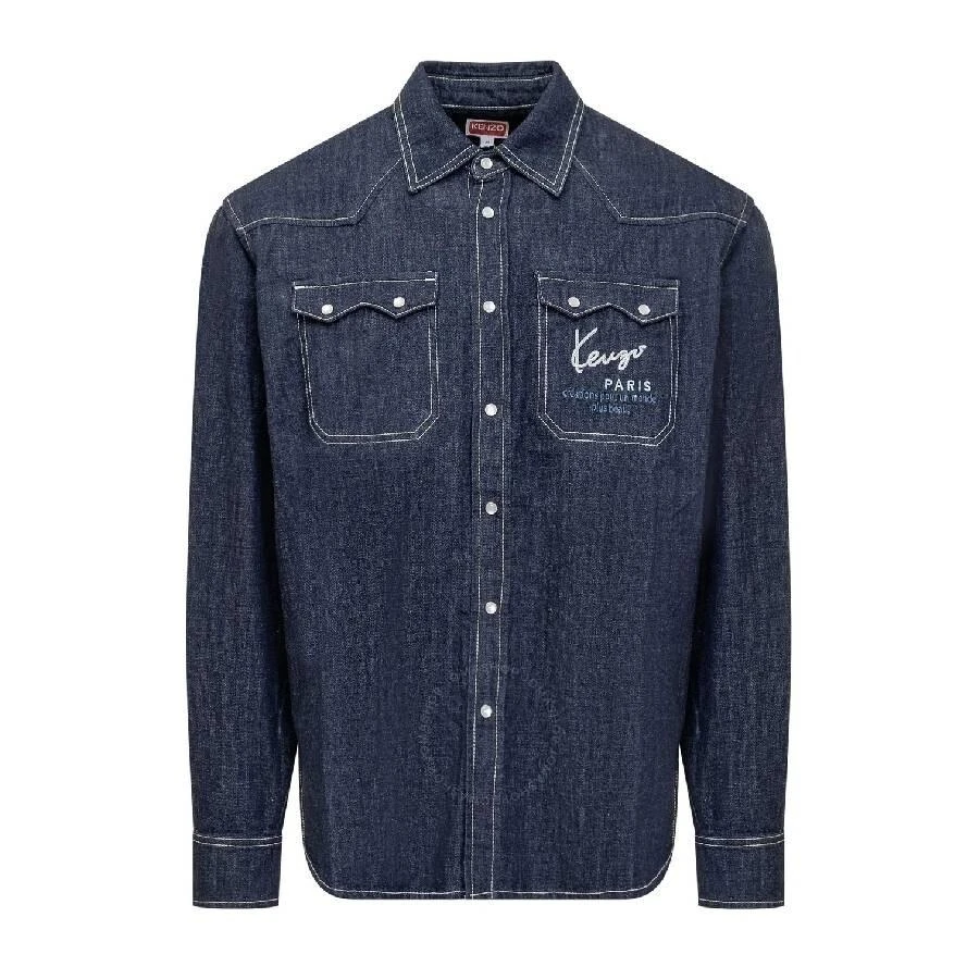Kenzo Kenzo Embroidered Logo Denim Shirt, Size Medium 1