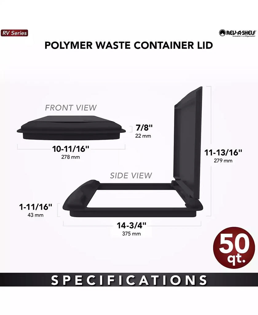 Rev-A-Shelf 50 qt. Trash Can Replacement Lid, White (Lid Only), RV-50-LID-1-40 3