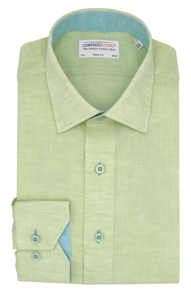 Lorenzo Uomo Trim Fit Solid Cotton & Linen Dress Shirt