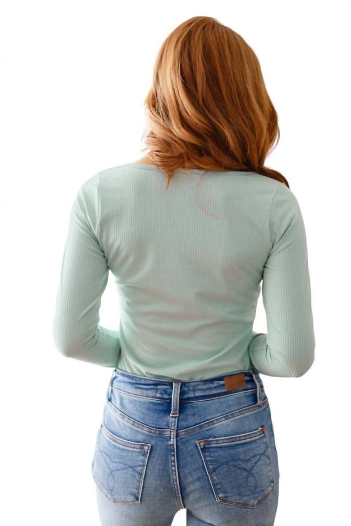 HEIMISH USA Count On Me Ribbed Bodysuit In Sage 2