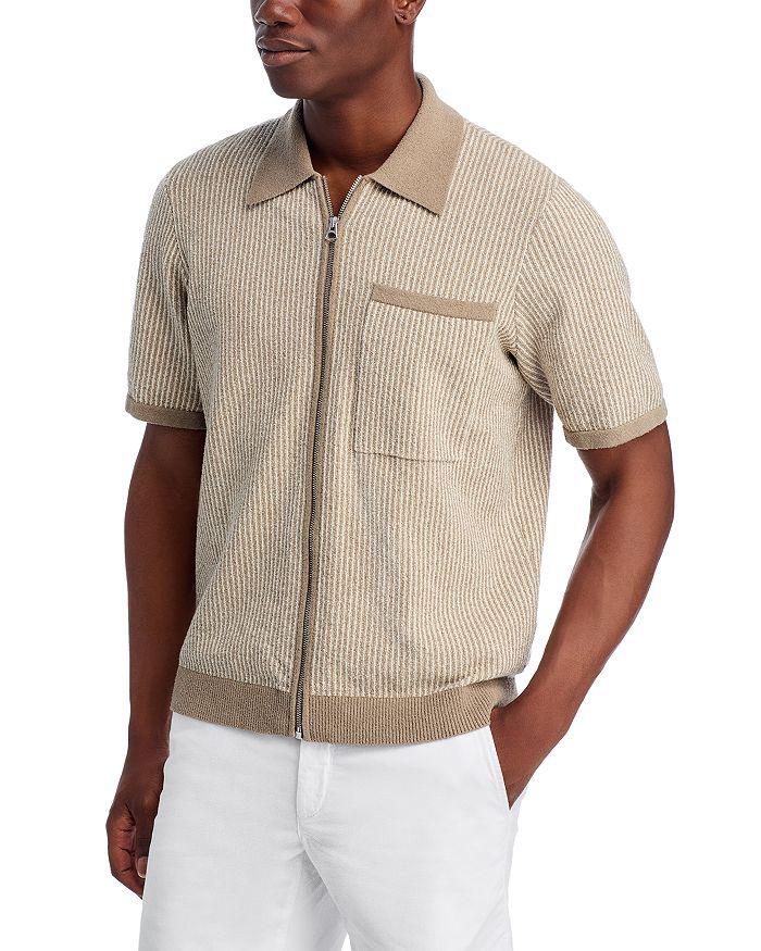 Rag & Bone Zuma Jacquard Short Sleeve Zip Sweater Polo