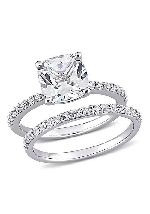 Belk 
Co. Co. Lab Created Cushion Cut Created White Sapphire Engagement Ring And Matching Eternity Ring 2Pc Set In 10K White Gold