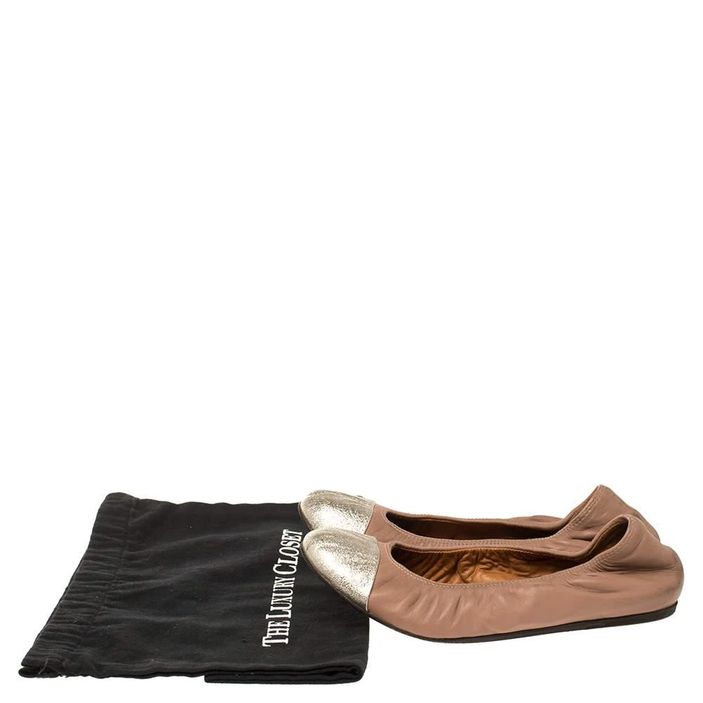 Lanvin Lanvin Nude/Silver Leather Scrunch Ballet Flats Size 37 10