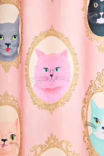 Urban Outfitters Cat Cameos Patterned Shower Curtain 2