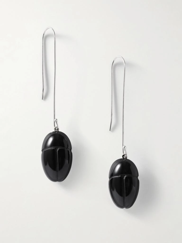 Sophie Buhai Scarab Silver Onyx Drop Earrings