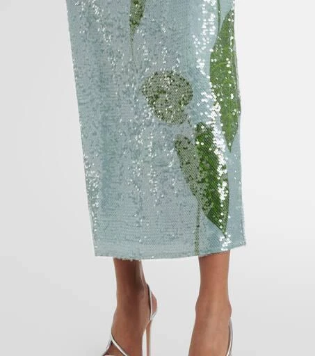 Farm Rio Anthurium printed embellished slip dress 5