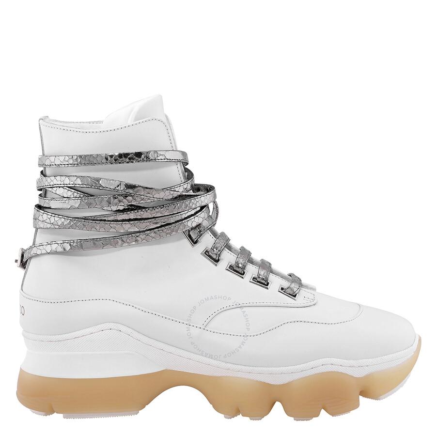 GIANNICO Kylie White Calf Python Detail Sneakers