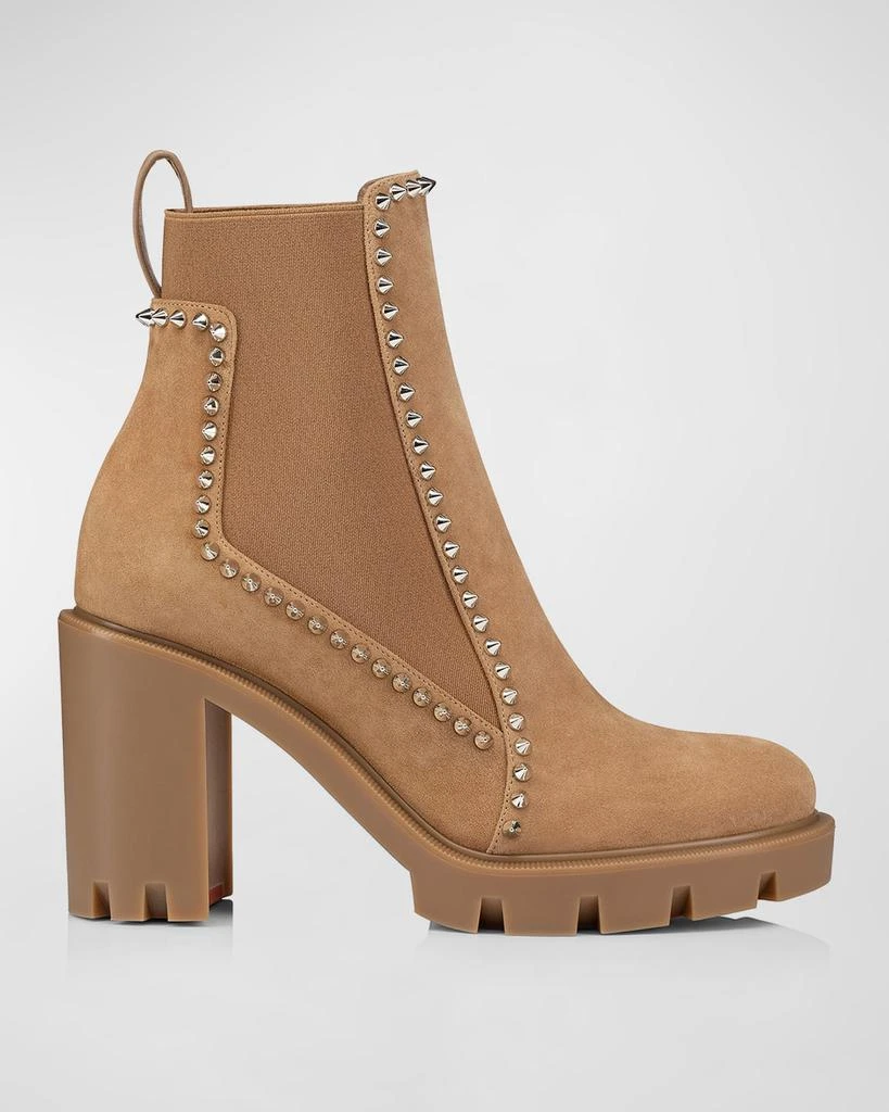 Christian Louboutin Spikes Suede Chelsea Red Sole Booties 1