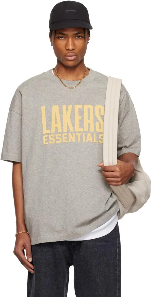 Essentials Gray NBA Lakers Short Sleeve T-shirt 1
