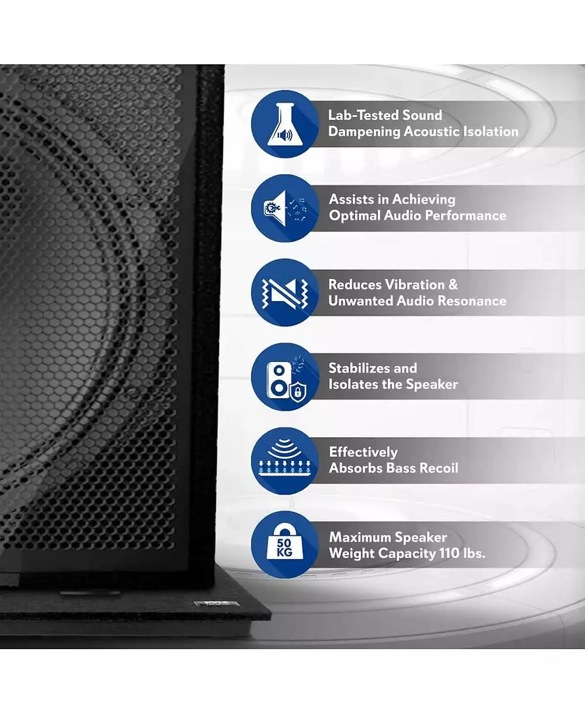 Pyle Stage
Studio PA Speaker Platform Base, Sound Isolation Absorbing, 22.5” x 17.8” for Speakers up to 110 lbs 4